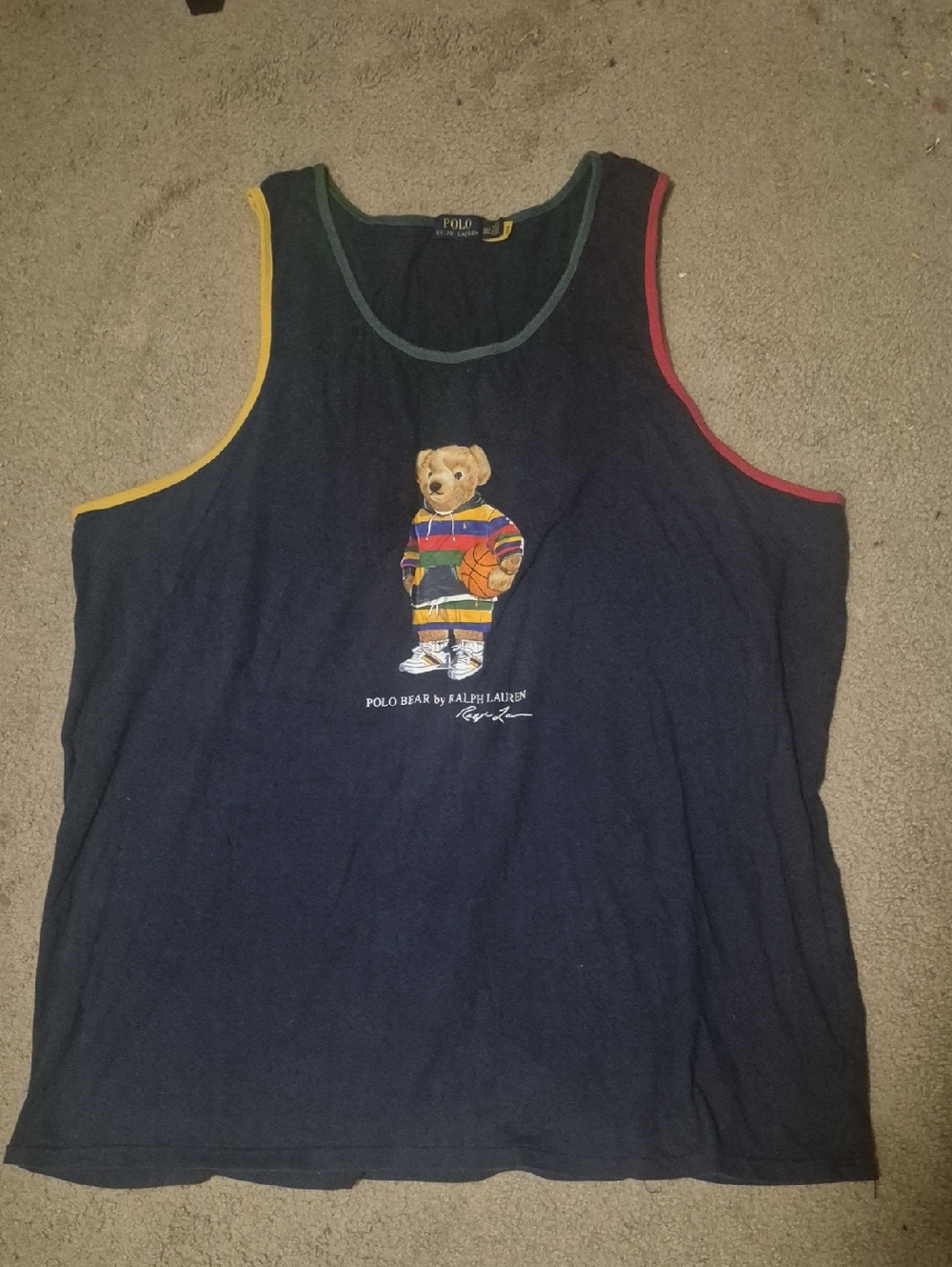 Polo Ralph Lauren Polo Bear Basketball Stripes Men's Navy Tank Top Size 3XL
